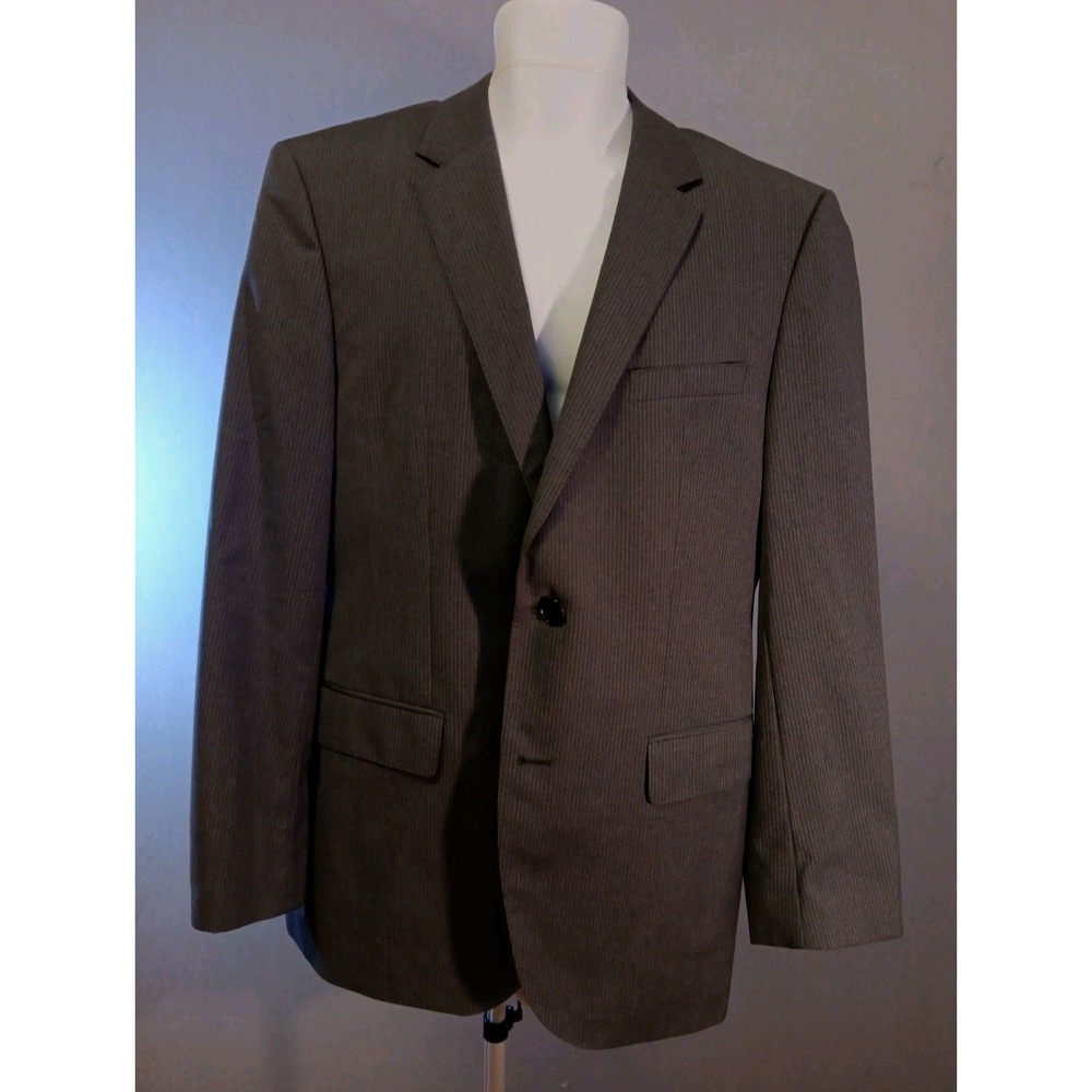 Hugo Boss 40R Gray Pinstripe Sport Coat Blazer Guabello Super 130 Wool Lithuania